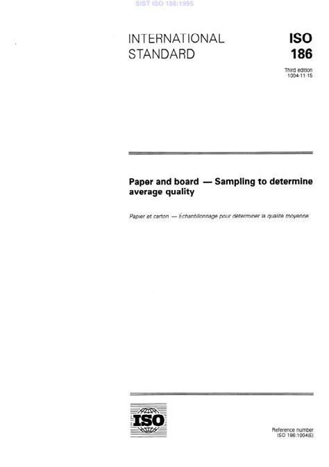 ISO 186:1994 - Paper and board — Sampling to determine average quality
