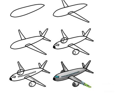 少儿8一12岁儿童美术画大全 实用简笔画飞机的画法详细过程 咿咿呀呀儿童手工网