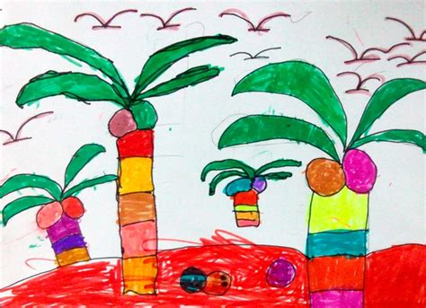 少儿书画作品-椰子树/儿童书画作品椰子树欣赏_中国少儿美术教育网