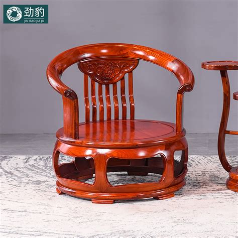 （今日5折）红木家具缅甸花梨木鼓形休闲椅中式圈椅实木沙发椅大果紫檀茶椅子—圈椅