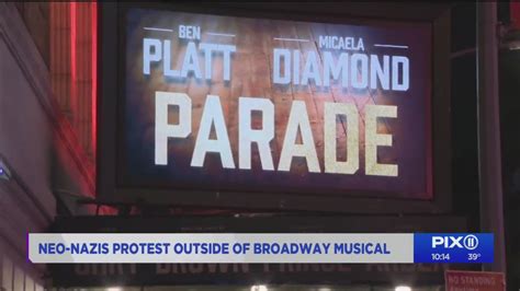 Group with neo-Nazi ties protests outside Broadway musical, shouts ...