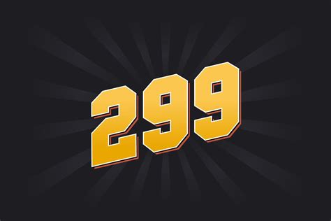 Number 299 vector font alphabet. Yellow 299 number with black ...