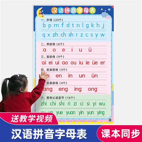 汉语拼音字母表墙贴全套儿童拼读训练小学生一年级声母韵母表挂图_虎窝淘
