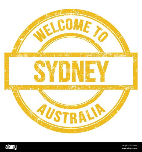 WELCOME TO SYDNEY - AUSTRALIA, on red rectangle street sign stamp Stock ...