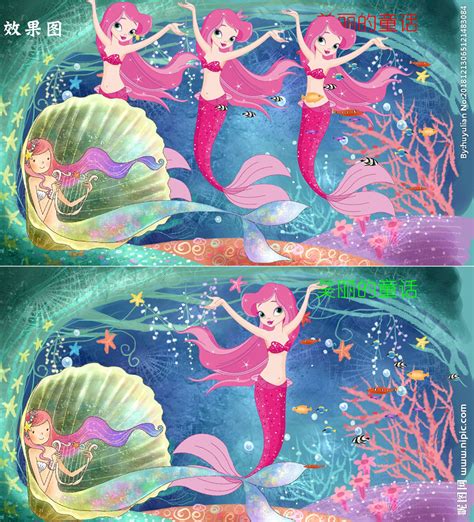 欧美童话故事海的女儿小美人鱼插画图片-千库网