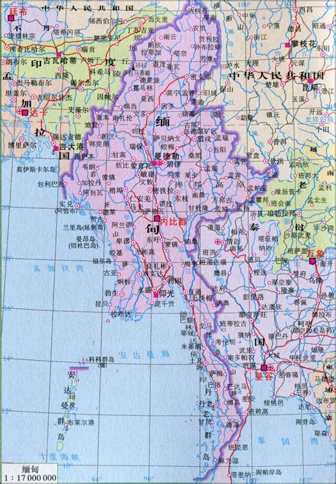 缅甸行政区划图图片