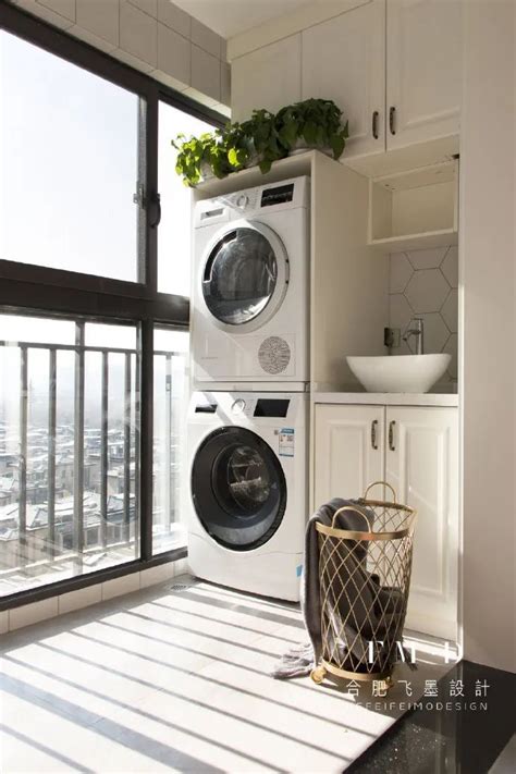 生活阳台洗衣机柜装修设计实景图_装信通网效果图