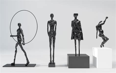 H14-0722现代抽象金属小人物雕塑摆件3d模型下载-【集简空间】「 ...