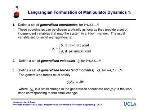 Manipulator Dynamics 4 Instructor: Jacob Rosen - ppt download