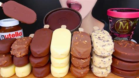 韩国吃播声控！巧克力脆皮雪糕 冰淇淋一口气吃完，太爱吃甜食了！