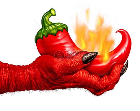 辣椒魔鬼手种红色辣椒火焰中燃烧,被只食物的象征,用于白色背景上隔离的辛辣调味烹饪高清图片下载-正版图片300849858-摄图网