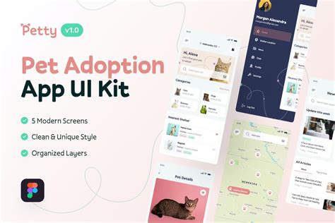 宠物收养领养app应用ui kit界面设计模板 - 25学堂