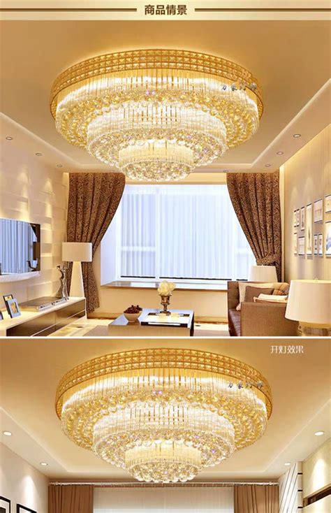 欧式客厅水晶灯现代简约大气吸顶灯圆形餐厅卧室大厅1.5米吸顶灯-阿里巴巴