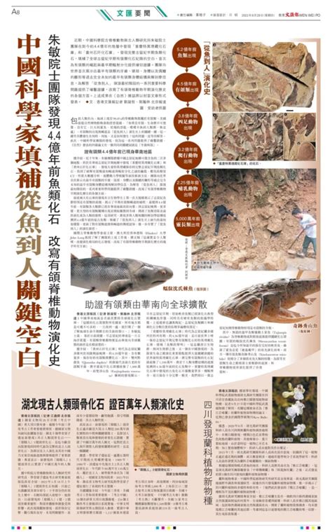 【香港文汇报】中国科学家填补从鱼到人关键空白----中国科学院古脊椎动物与古人类研究所
