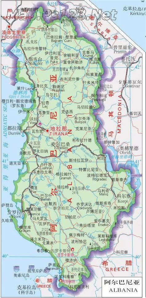 阿尔巴尼亚地图图片