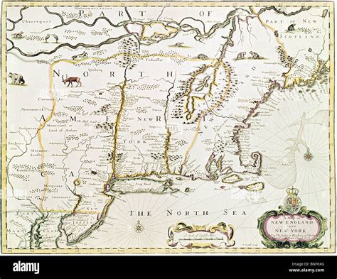New England and New York, 1676, Maps Stock Photo - Alamy
