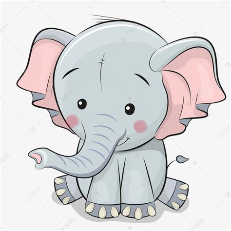 卡通矢量可爱大象素材图片免费下载-千库网