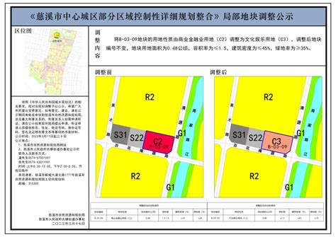 《慈溪市中心城区部分区域控制性详细规划整合》局部地块调整公示
