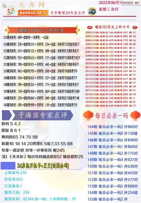 2022155期福彩3D彩票指南【天齐版】_天齐网
