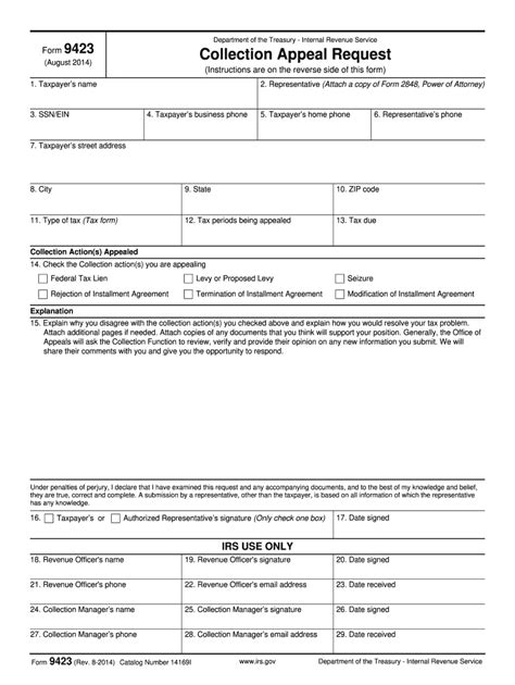 Fillable Irs Form 9423 - Printable Forms Free Online