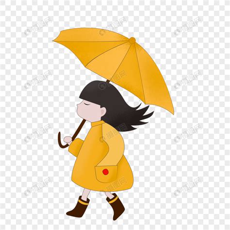 手绘雨中撑伞的小女孩元素素材下载-正版素材401168793-摄图网