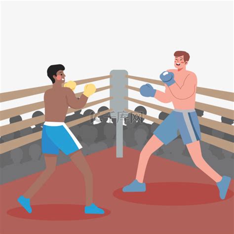 拳击运动卡通人物插画素材图片免费下载-千库网