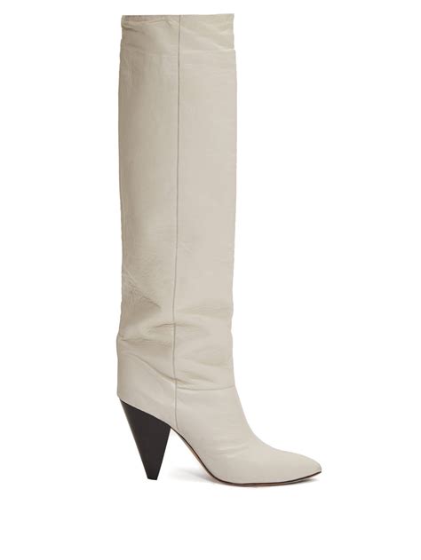 White Loens slouchy knee-high leather boots | Isabel Marant ...
