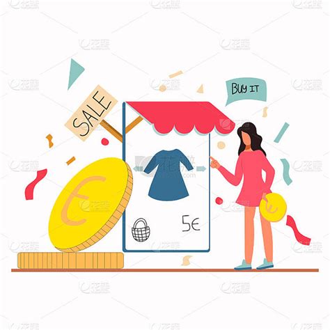 女人在网上买衣服元素素材下载-正版素材401048301-摄图网
