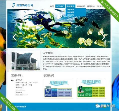 水族馆网站的设计，海底世界网页制作模板-17素材网