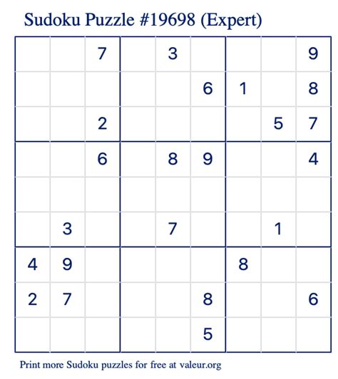 Free Printable Expert Sudoku with the Answer #19698