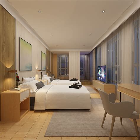 现代酒店卧室效果图|空间|家装设计|璞者印象 - 原创作品 - 站酷 (ZCOOL)