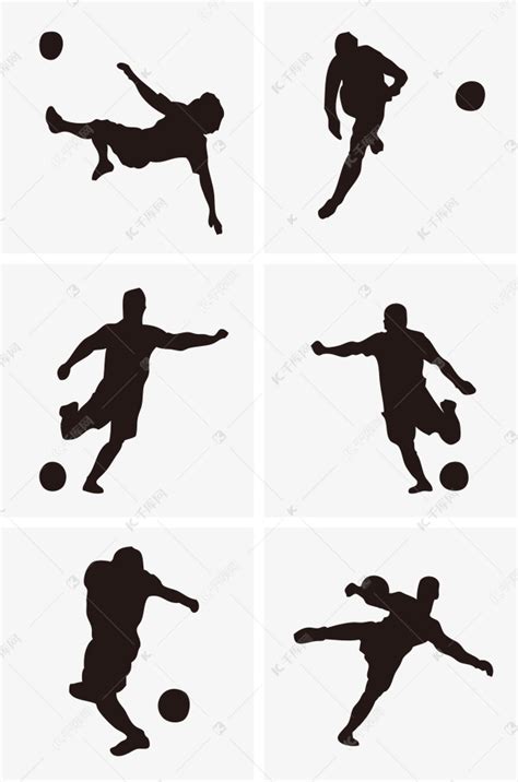 俄罗斯世界杯黑色卡通手绘足球运动员剪影素材图片免费下载-千 ...
