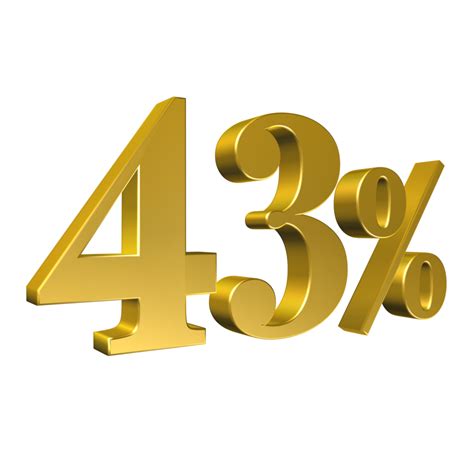43 procent goud nummer drieënveertig 3D-rendering 8506415 PNG