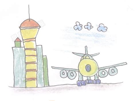 儿童飞机场简笔画,场和怎么画,跑道简笔画_大山谷图库
