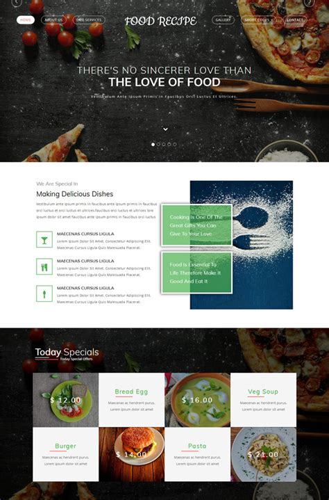烹饪美食网站模板设计欣赏 - - 大美工dameigong.cn