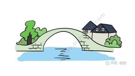河道和桥的简笔画(河流小桥简笔画) | 抖兔教育