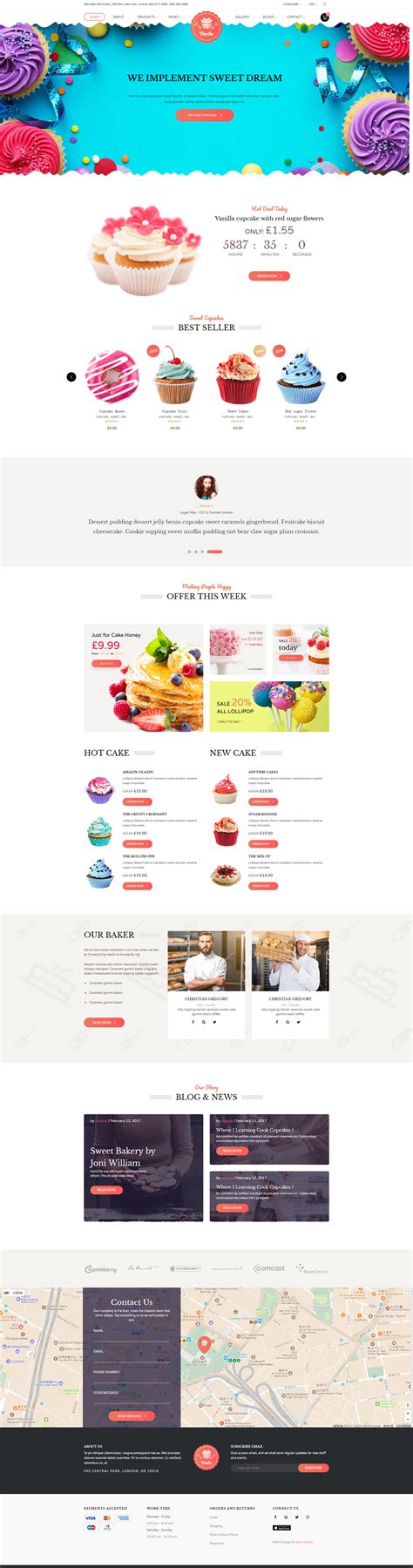 漂亮面包店网站HTML5模板响应式蛋糕店在线网站模板 - Vanila