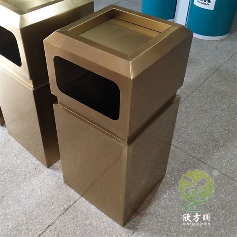 户外电镀古铜色方形不锈钢垃圾桶-20年分类垃圾桶制作商