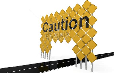 巨大的黄色道路标志谨慎的字3D高清图片下载-正版图片306597774-摄图网