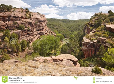 Landscape with Huge Rocks and Pine Tree Forest in Spain Stock Photo ...