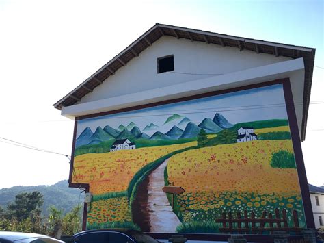 政府文化墙，美丽乡村建设，墙体彩绘，3d墙绘_songsongjy-站酷ZCOOL