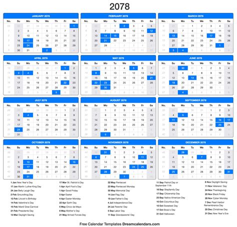 2078 Calendar