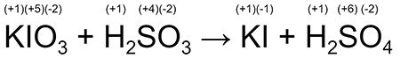 Balance the equation using the half-reaction method: KIO3 + H2SO3 arrow ...