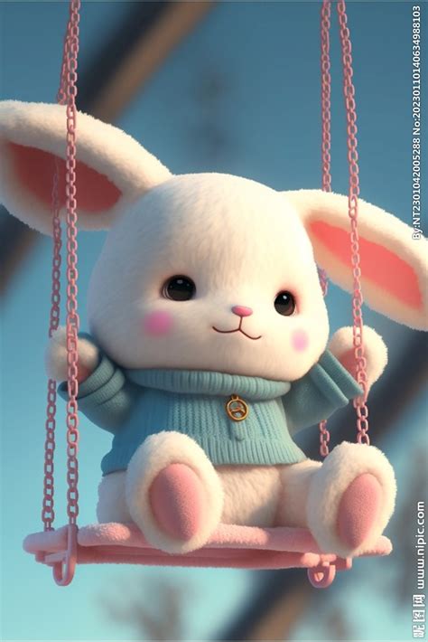 粉嫩可爱小兔子卡通动漫背景壁纸高清图片(3)_配图网