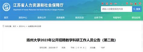 2023年江苏扬州大学第二批公开招聘教学科研工作人员141名公告（8月21日起报名）