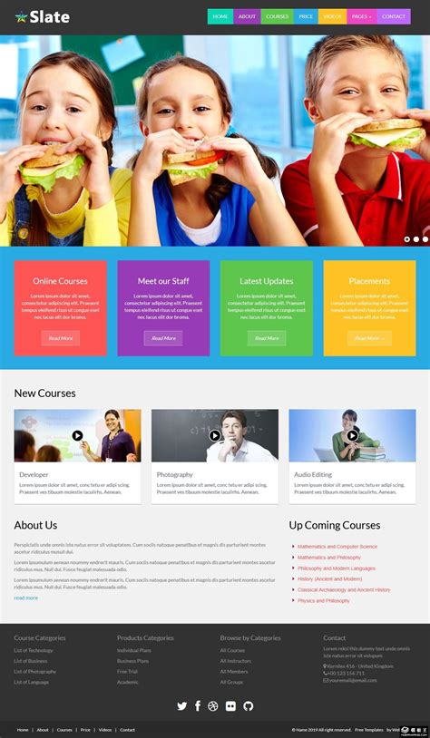 彩色儿童课外教育机构响应式网页模板免费下载html - 模板王