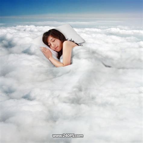 Photoshop创意合成在云端酣睡的美女人像 - PS教程网