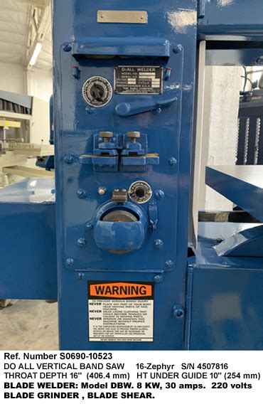 16 inch Doall Model 16-Zephyr Vertical Band Saw 10 inch ht