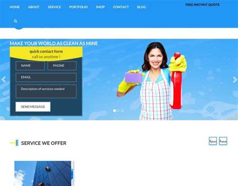 蓝色大气的家政保洁公司网站模板html整站