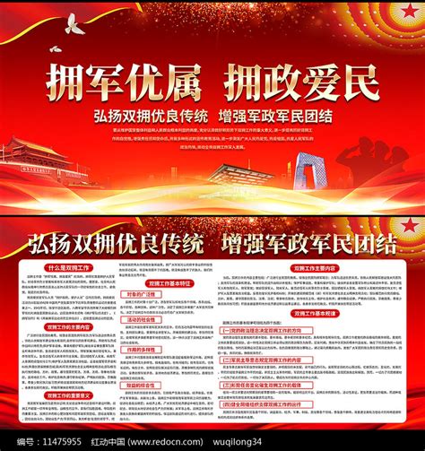 拥军爱民双拥共建图版宣传栏PSD素材免费下载_红动中国